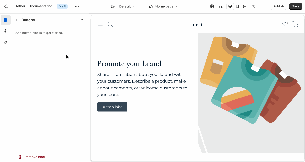 Add a nested button block to control your button