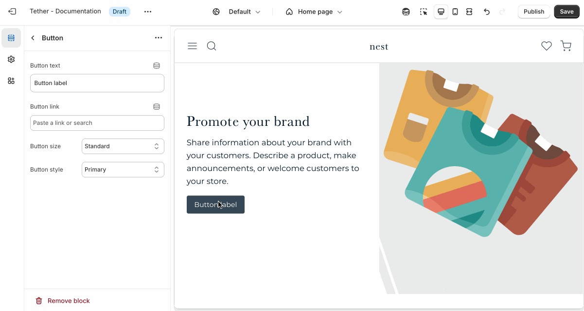 Customize the settings and look and feel of your button