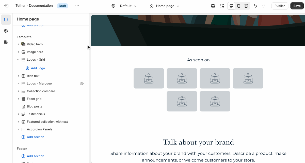 Using the Logos grid&#39;s text block