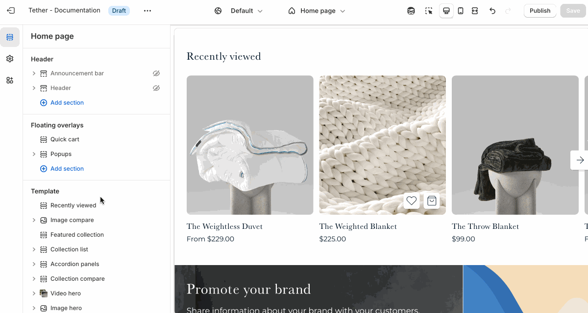 Showing how the recently view section functions