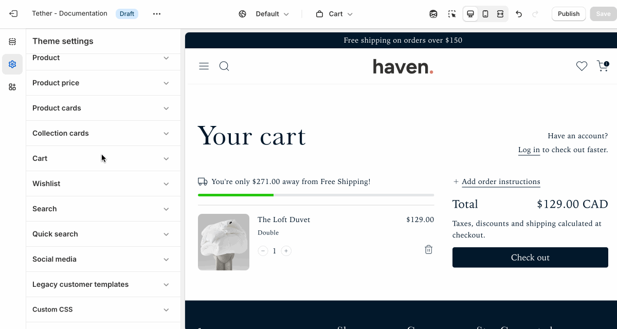 Cart note being used