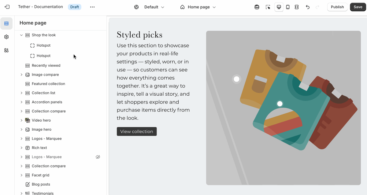 Shop the look settings in use